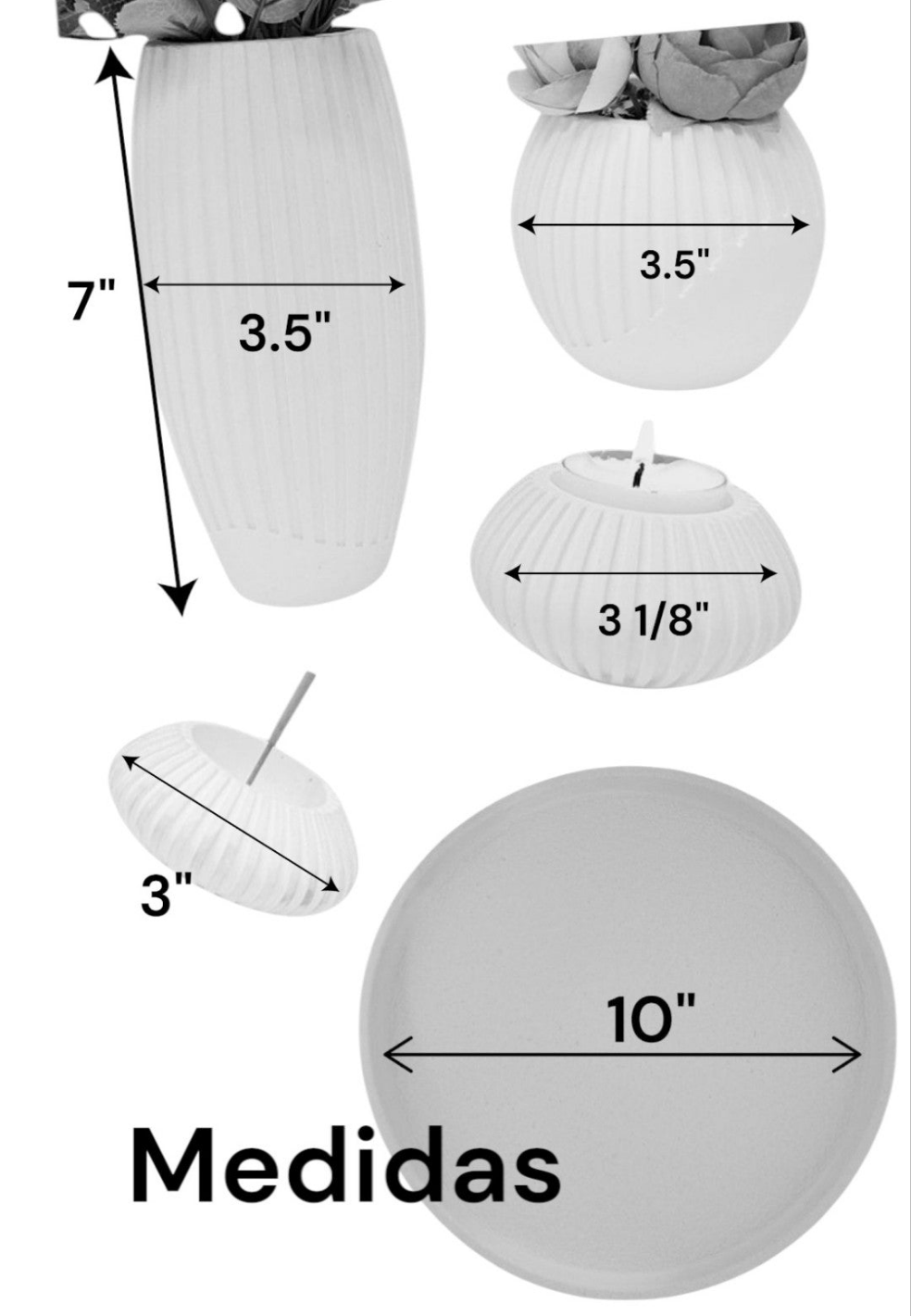 Juego de cinco piezas con decoraciones