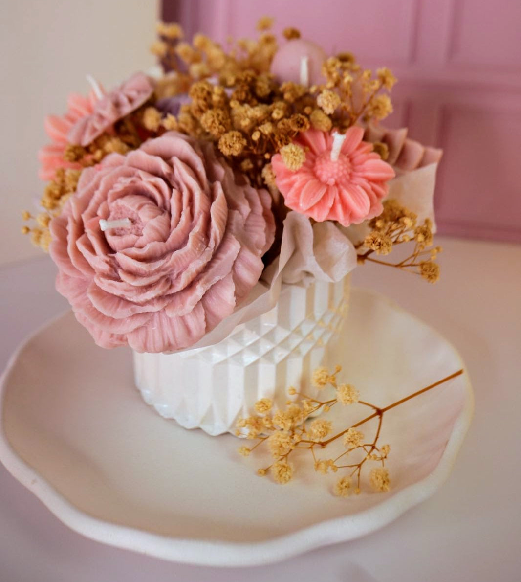 Florero con Velas Aromática Set Completo! Cuatro opciones diferentes de bandeja