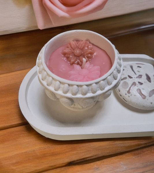 Vela de urna en miniatura.  (tapa de cuarzo rosa genuino)