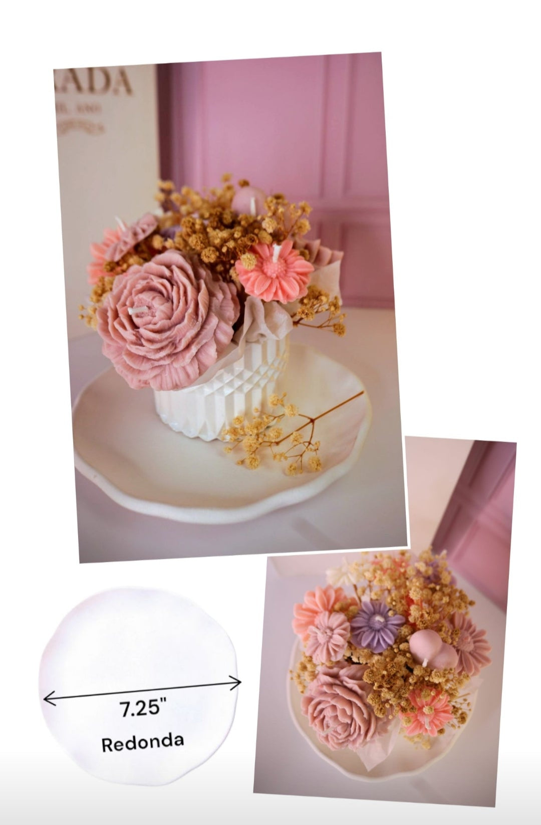 Florero con Velas Aromática Set Completo! Cuatro opciones diferentes de bandeja